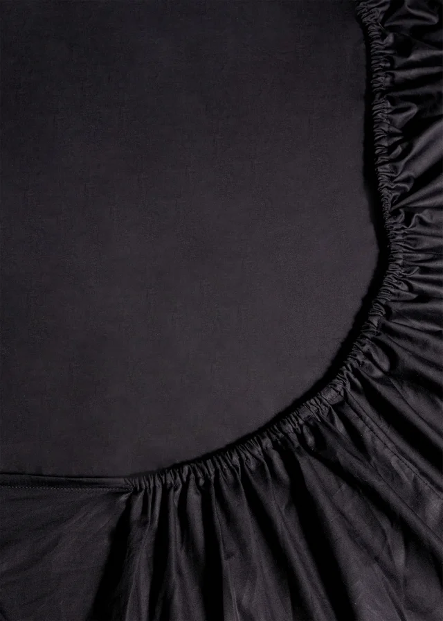 Black Cotton Deep Fitted Bed Sheet