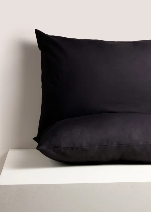 2 Pack Black Cotton Housewife Pillowcases Image 1