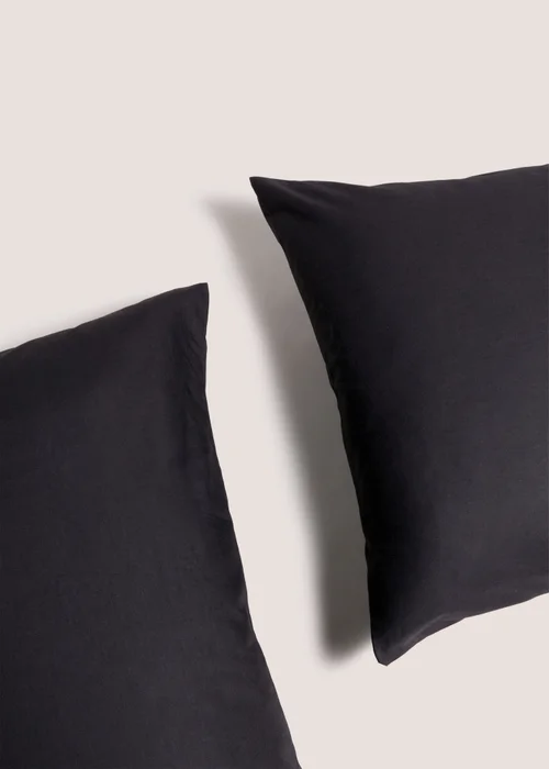 2 Pack Black Cotton Housewife Pillowcases Image 2