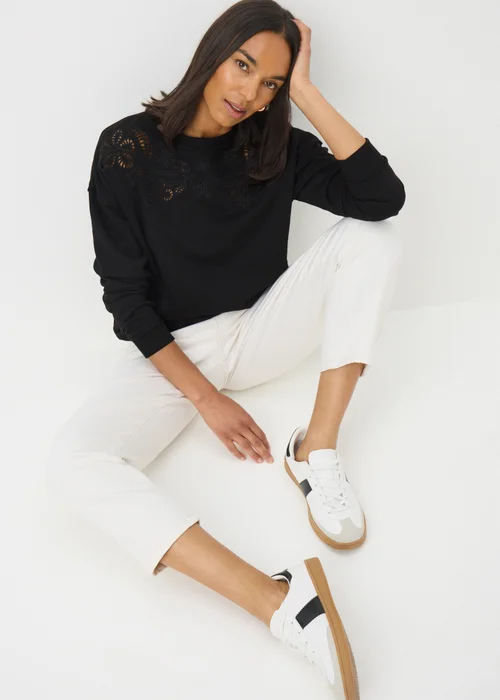 Black Cutout Floral Sweatshirt - XS Image 1