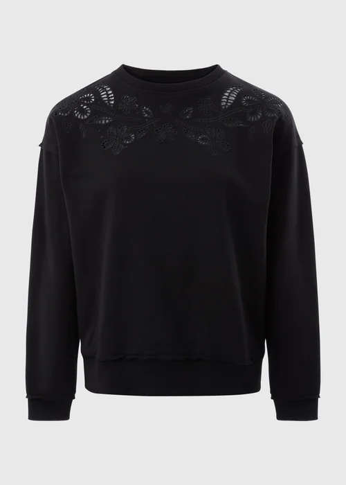 Black Cutout Floral Sweatshirt - XS Image 3