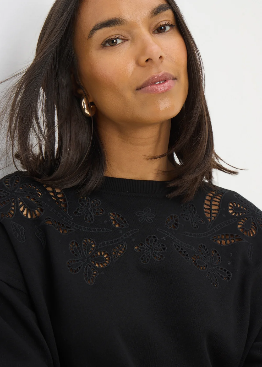 Black Cutout Floral Sweatshirt - XS Image 2