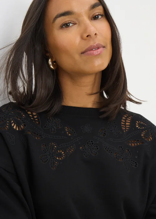 Black Cutout Floral Sweatshirt - XS Image 2