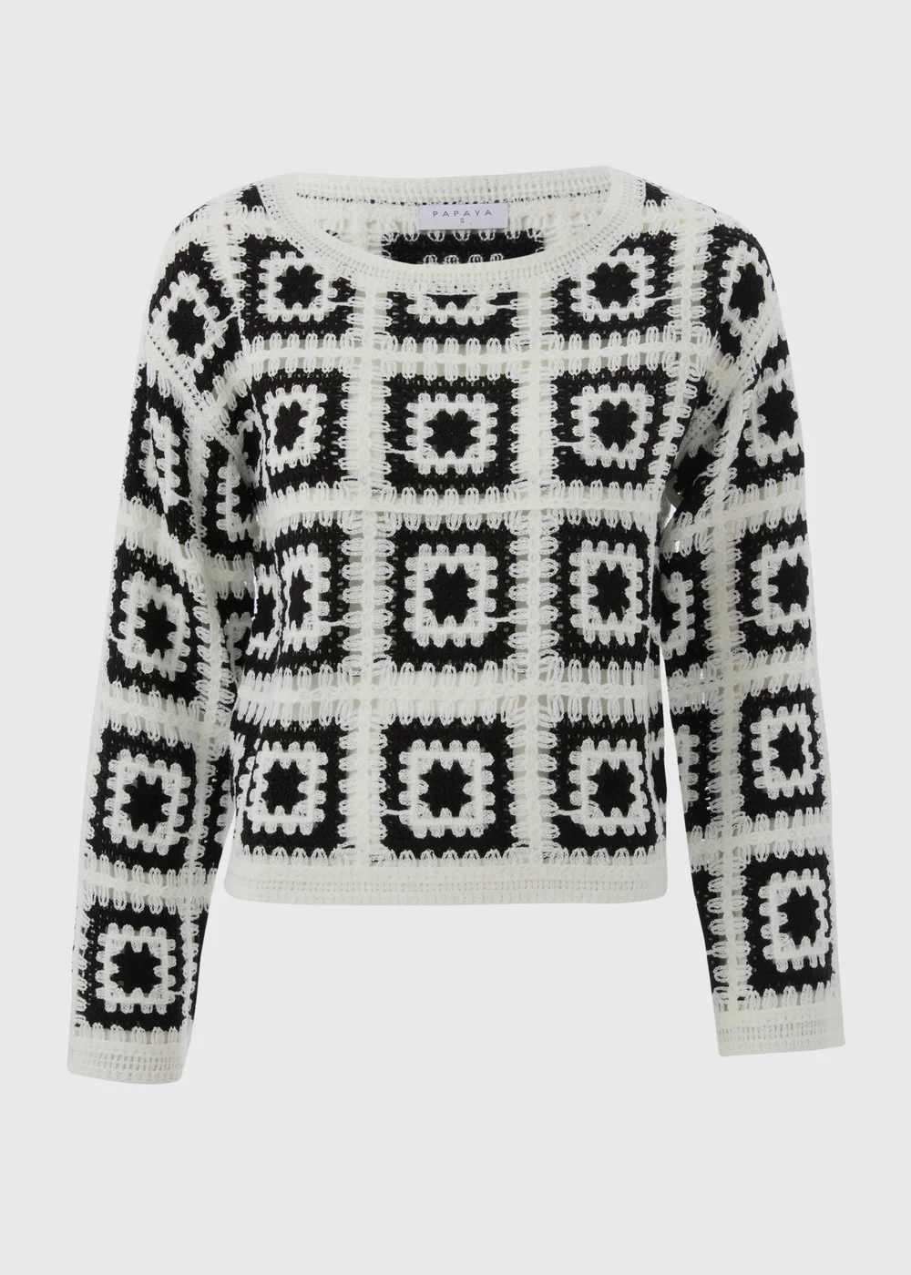 Black Monochrome Patchwork Crochet Jumper - XS Image 4