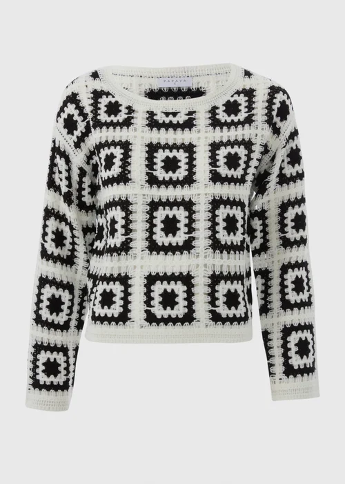 Black Monochrome Patchwork Crochet Jumper - XS Image 4