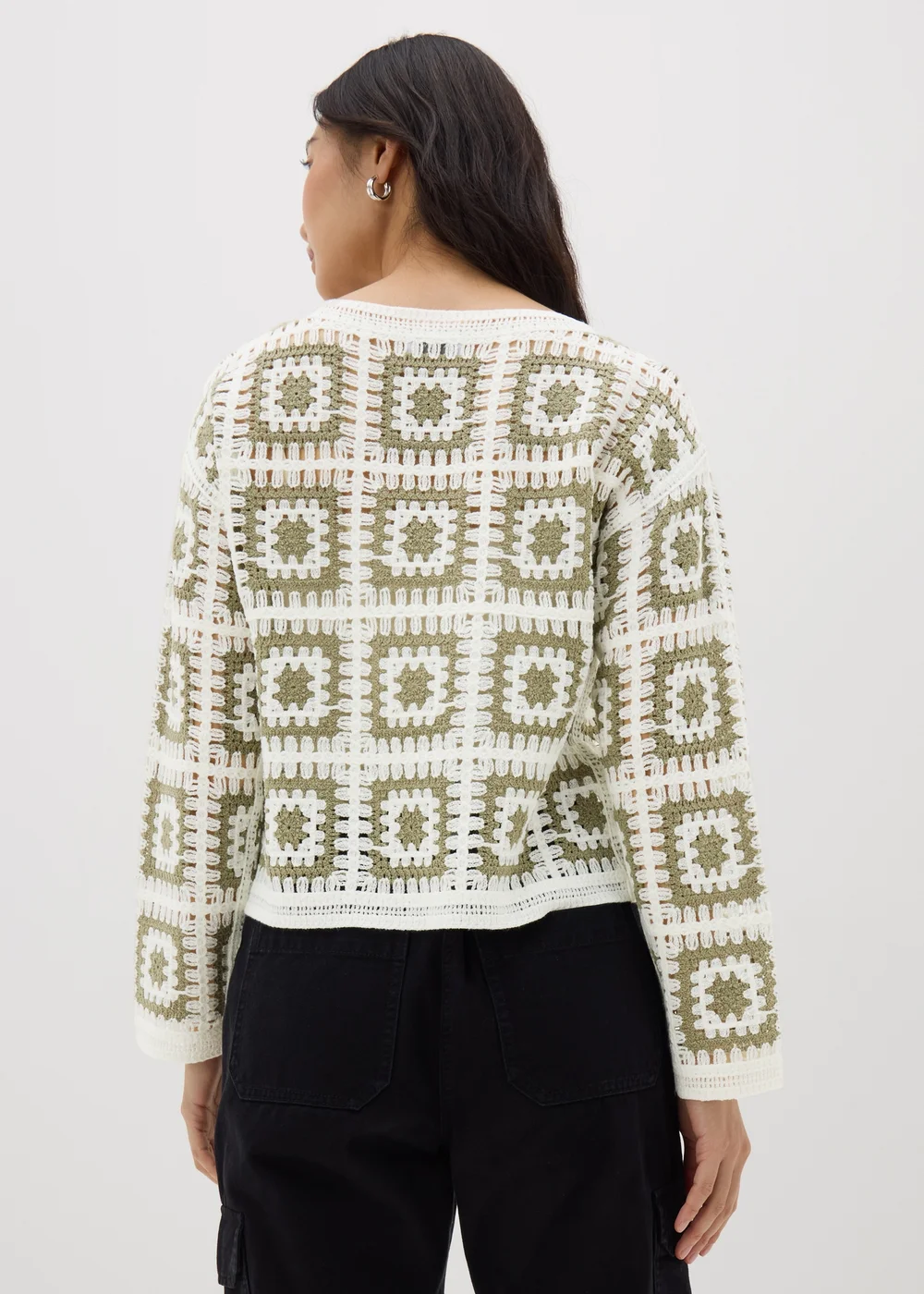 Green Crochet Patchwork Jumper - XS Image 2