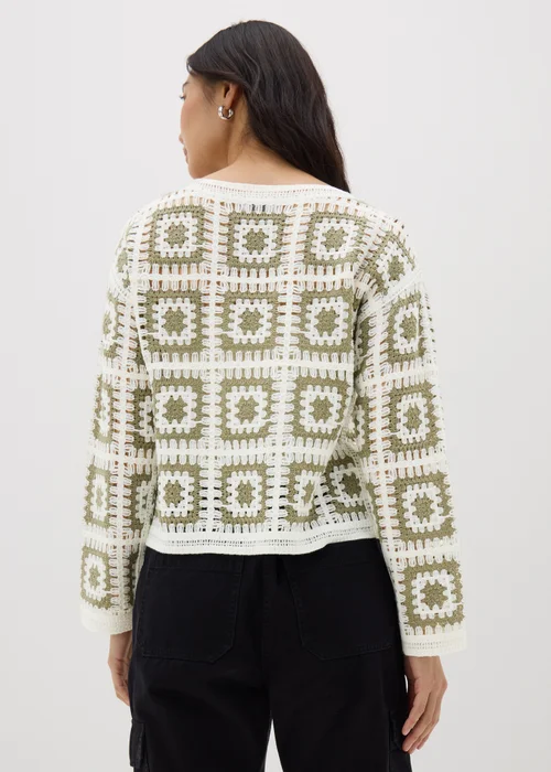 Green Crochet Patchwork Jumper - XS Image 3