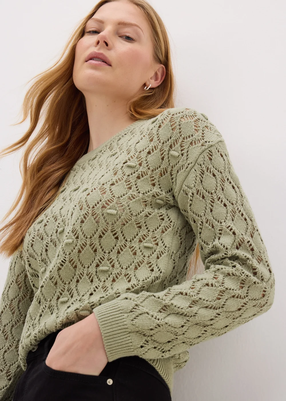 Khaki Bobble Stitch Jumper - XS Image 1