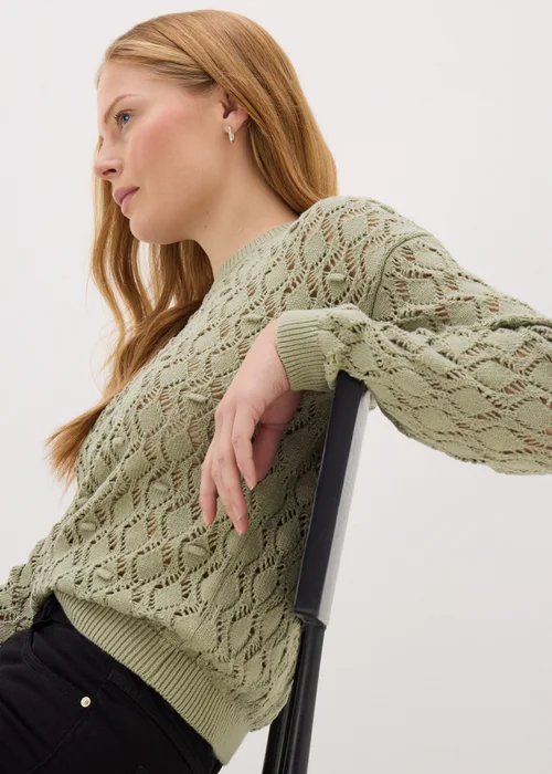 Khaki Bobble Stitch Jumper - XS Image 3