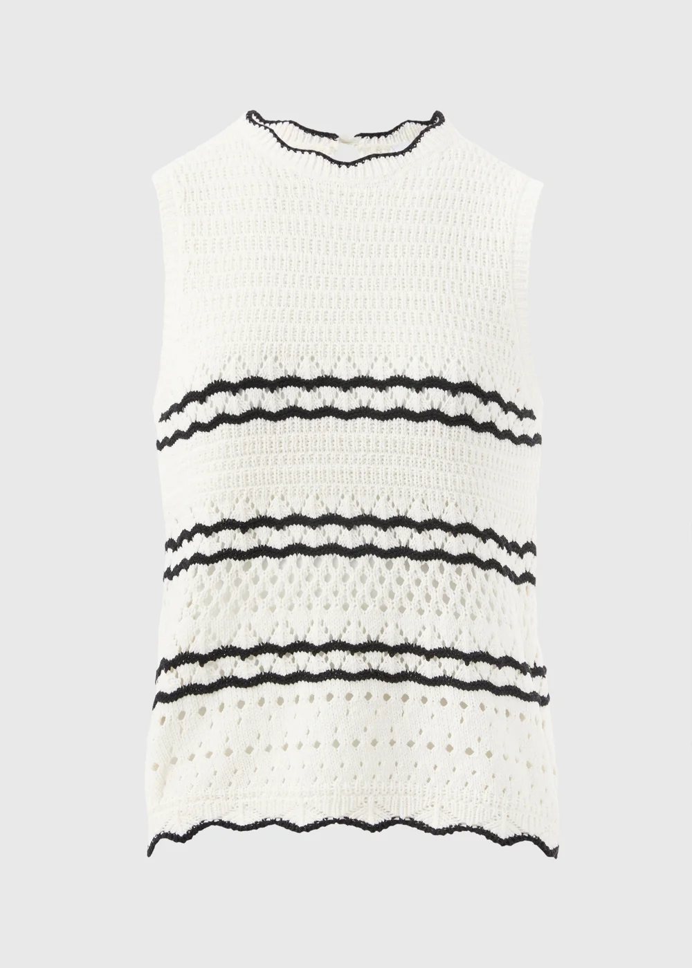 Cream Knitted Black Trimmed Vest - 8 Image 4