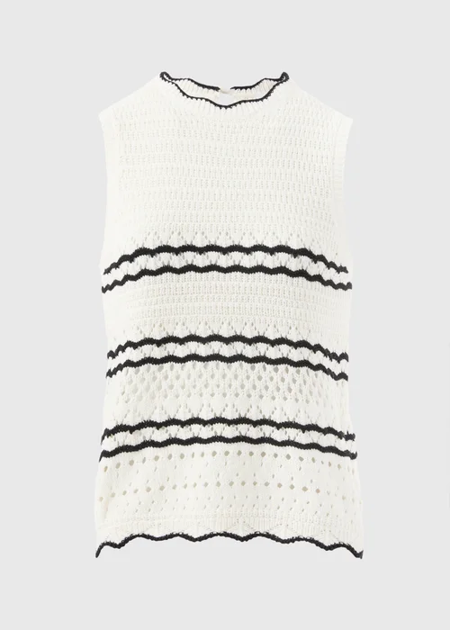 Cream Knitted Black Trimmed Vest - 8 Image 4