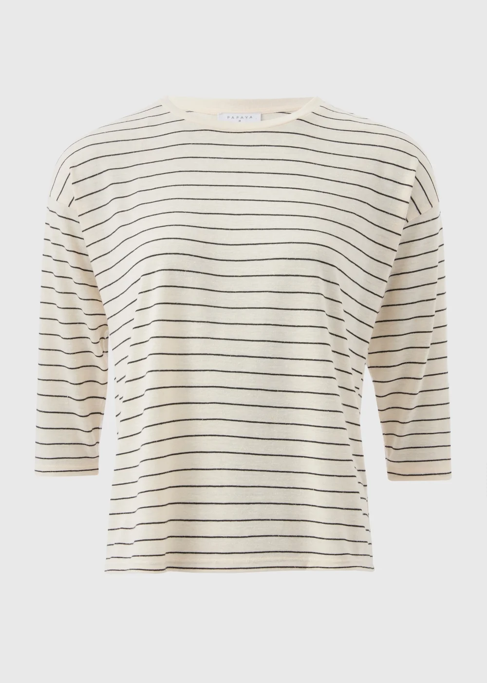 Cream Monochrome Linen Blend Stripe Top - 8 Image 4