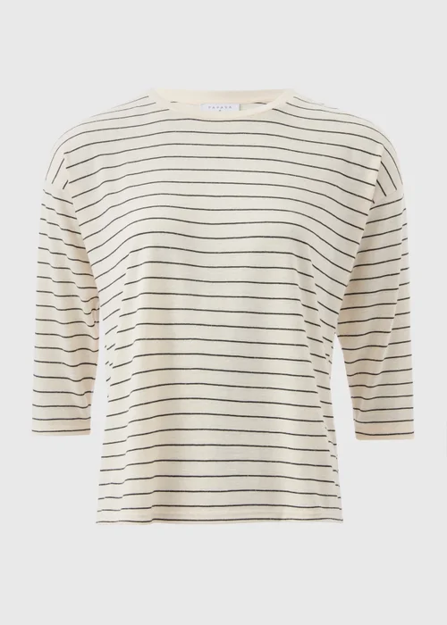 Cream Monochrome Linen Blend Stripe Top - 8 Image 4