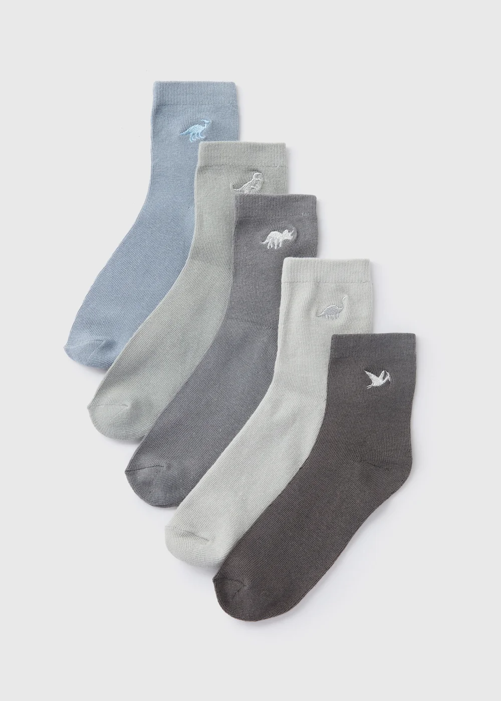 5 Pack Boys Dino Embroidered Socks (Younger 6-Older 6.5) - 4-6.5 Image 1