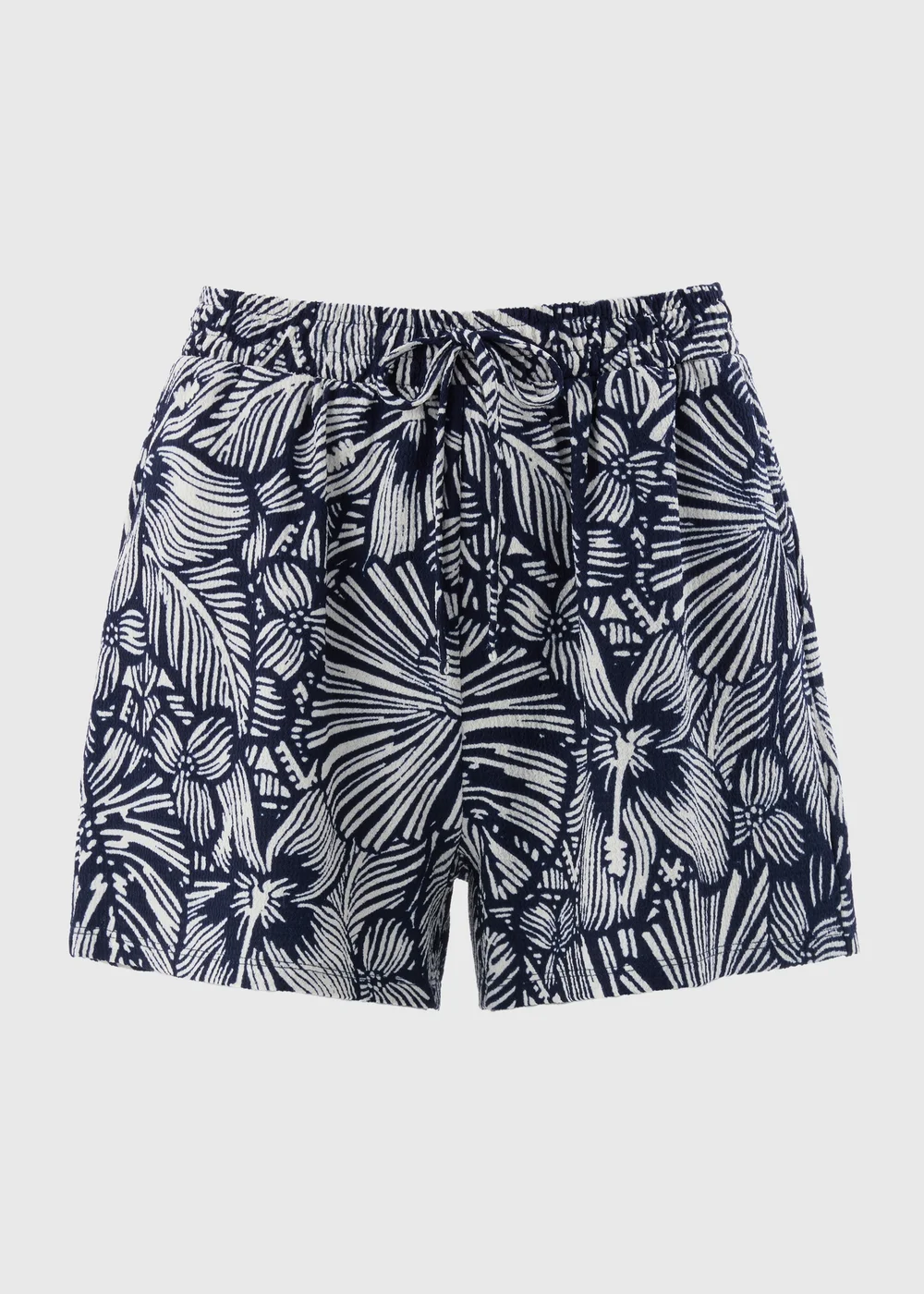 Navy Floral Print Shorts - S Image 2