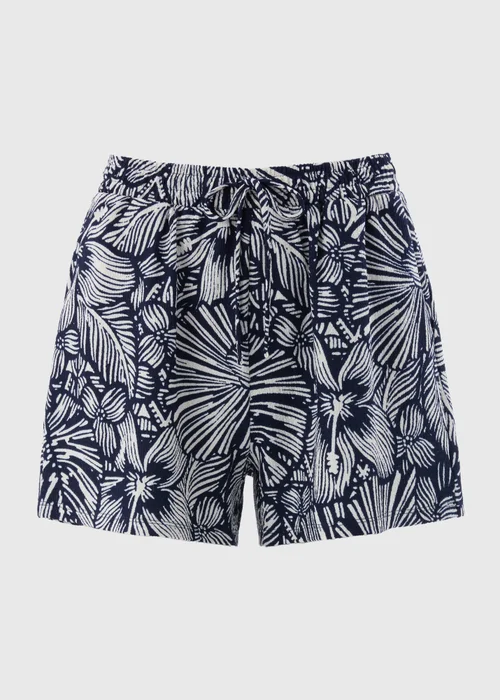 Navy Floral Print Shorts - S Image 2
