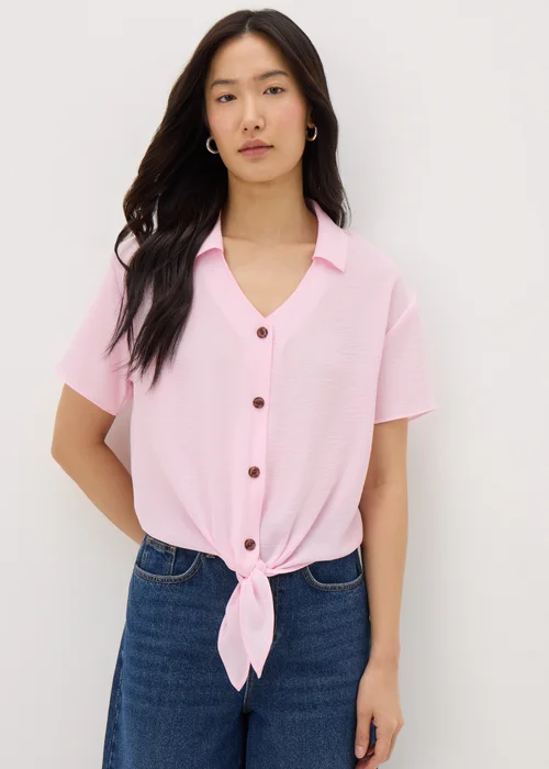 Pink Tie Front Shirt - 8 Image 1