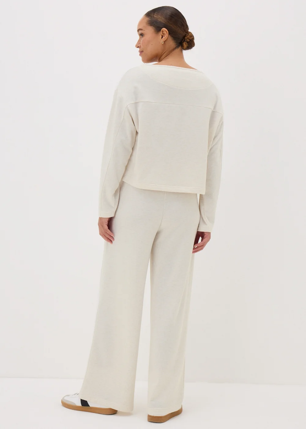 Oatmeal Wide Leg Jogging Bottoms - XS Image 3