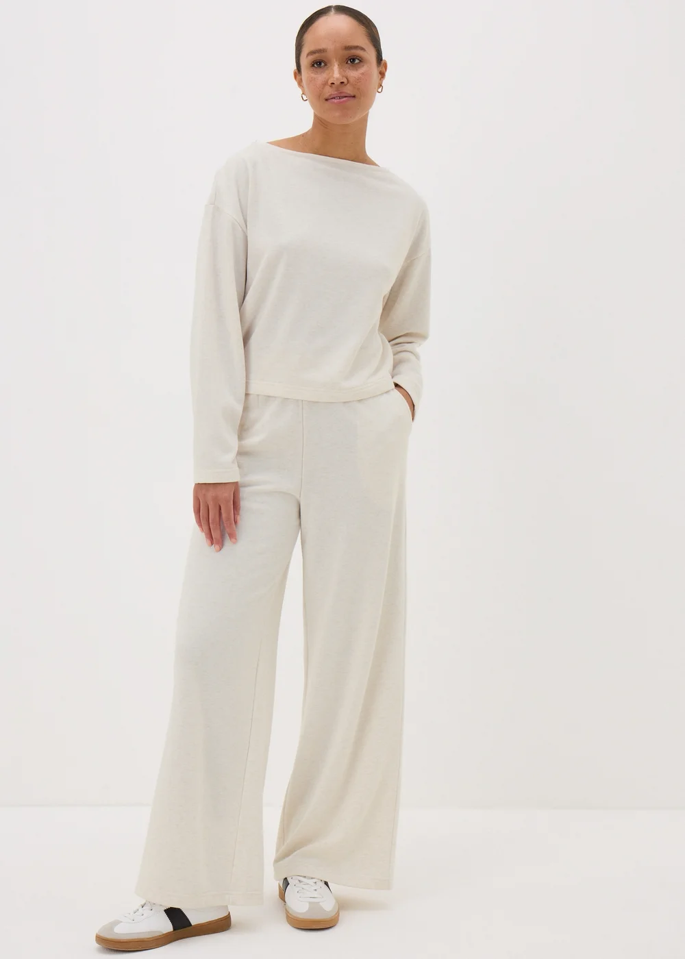 Oatmeal Wide Leg Jogging Bottoms - XS Image 1