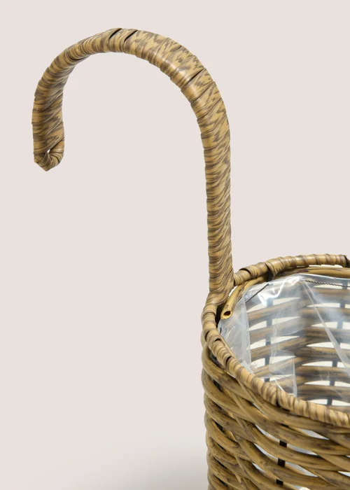 Natural Plastic Woven Wall Planter Image 2