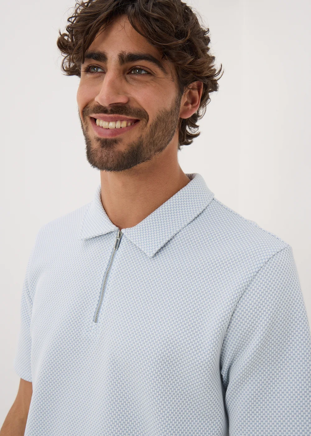 Light Blue Quarter Zip Polo Shirt - XS Image 3