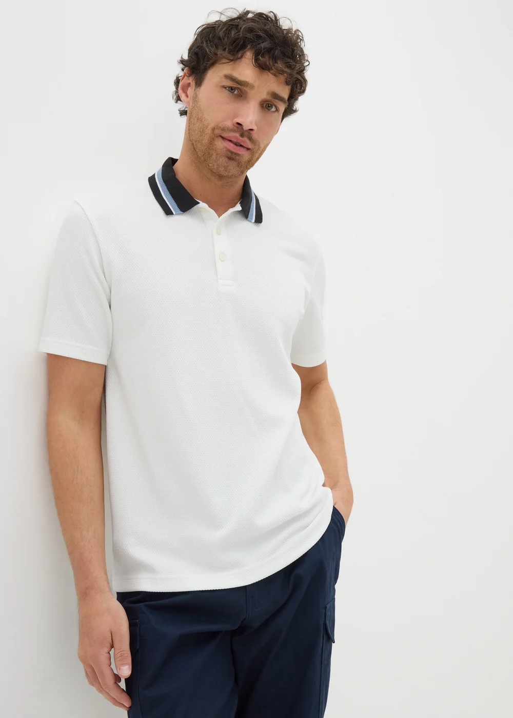 White Tipped Polo Shirt - XS Image 2