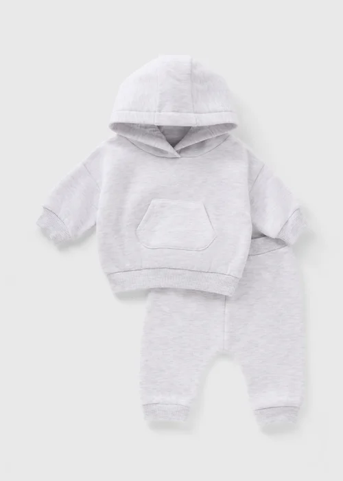 Baby Grey Hoodie & Jogging Bottom Set (Newborn-23mths) - 0-3 months Image 1
