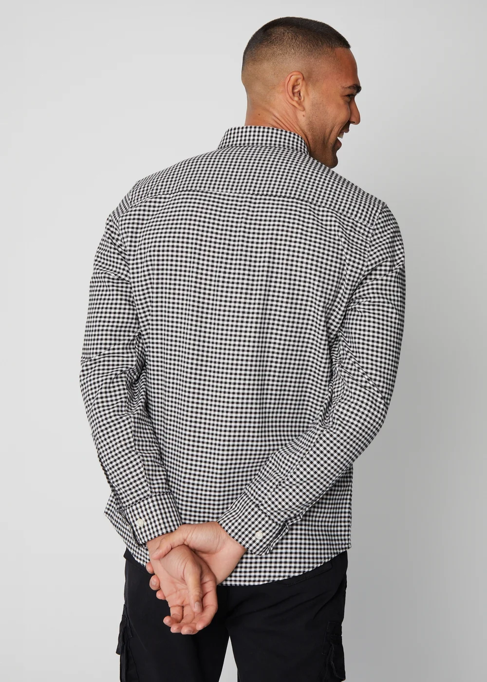 Threadbare Black Cotton Long Sleeve Check Shirt - S Image 2