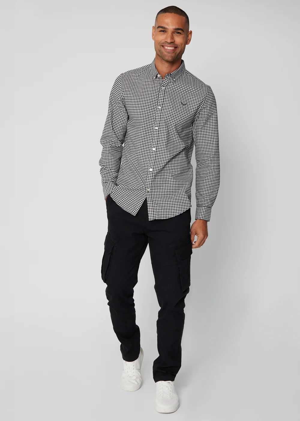 Threadbare Black Cotton Long Sleeve Check Shirt - S Image 4