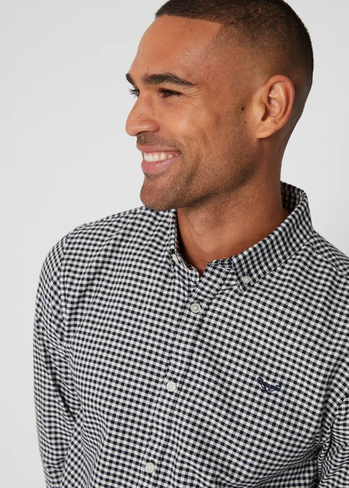 Threadbare Black Cotton Long Sleeve Check Shirt - S Image 3