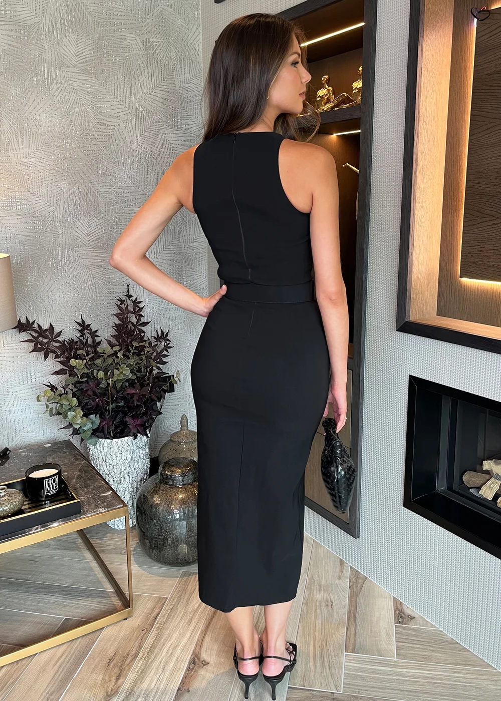 ax paris black dress AX Paris Black Long Sleeve Wrap Midi Dress