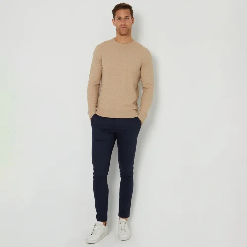 Threadbare Beige Textured Knit Crew Neck Jumper - S Image 4