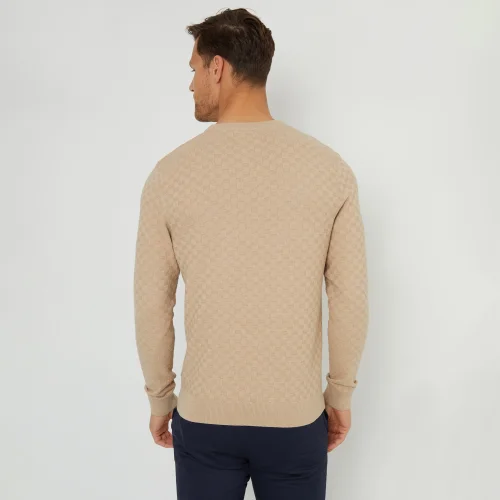 Threadbare Beige Textured Knit Crew Neck Jumper - S Image 2