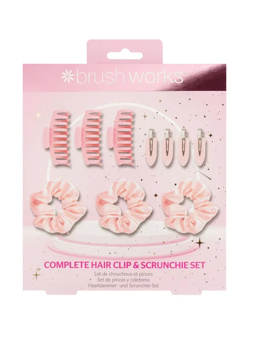 Brushworks Pink Complete Hair Clip & Scrunchie Set - One Size Image 1