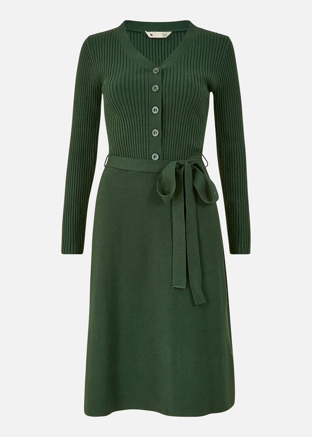 Yumi Green Knitted Skater Dress - S Image 3