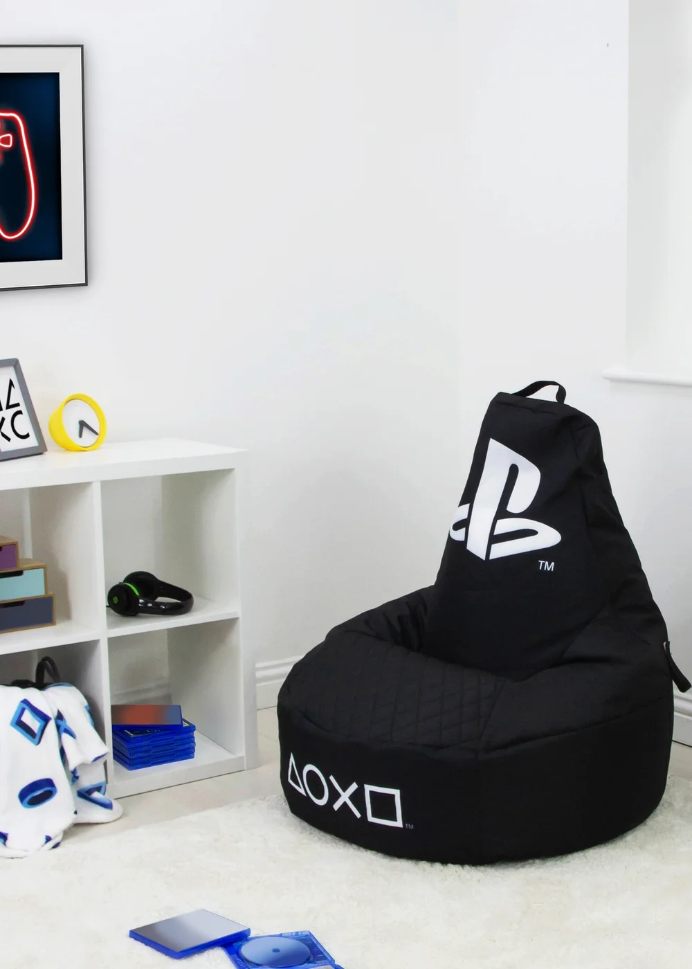 PlayStation High Back Black Lounging Gaming Bean Chair - One Size Image 1