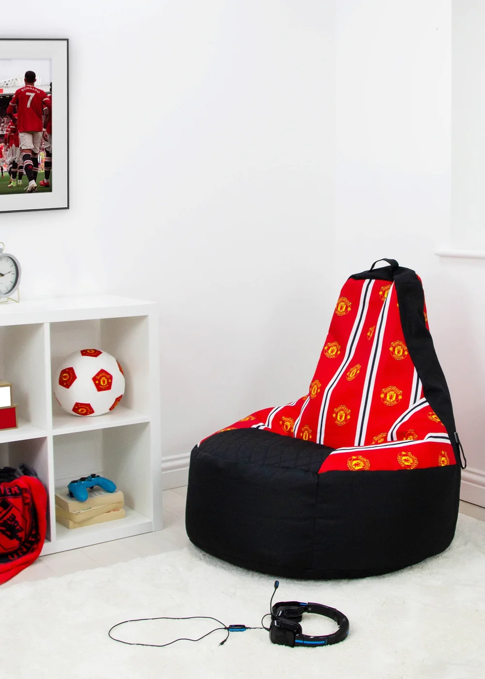 Manchester United High Back Red Lounging Gaming Bean Chair - One Size Image 1