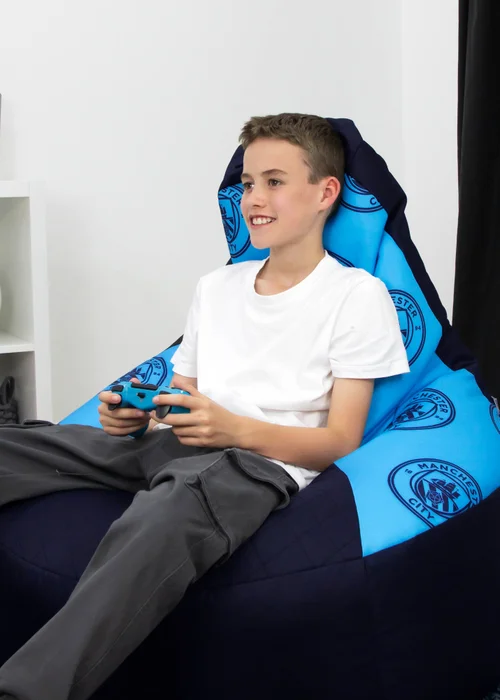 Manchester City High Back Blue Lounging Gaming Bean Chair - One Size Image 5