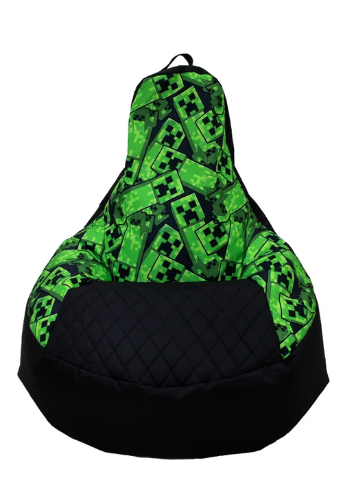 Minecraft High Back Green Lounging Gaming Bean Chair - One Size Image 2