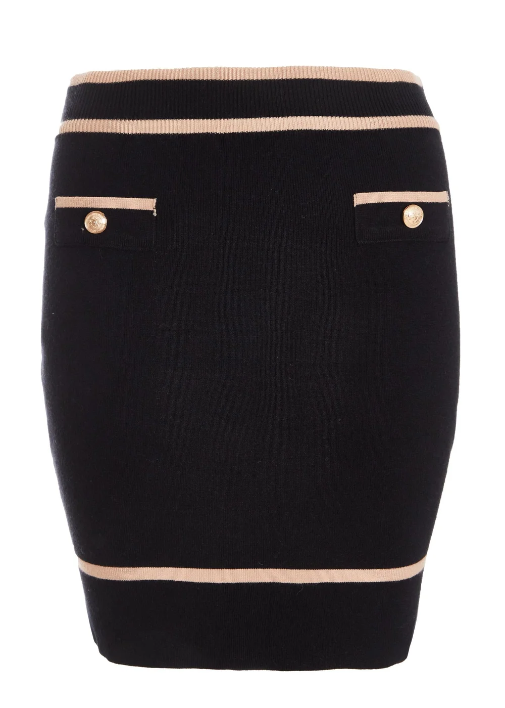 Quiz Black Knit Contrast Trim Mini Skirt - Small Image 4