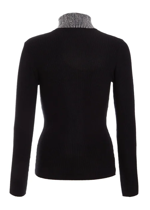 Quiz Black Diamante Turtle Neck Jumper - XS Image 5