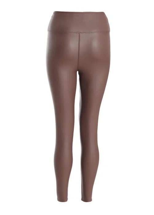 Quiz Brown Faux Leather Leggings - 6 Image 5