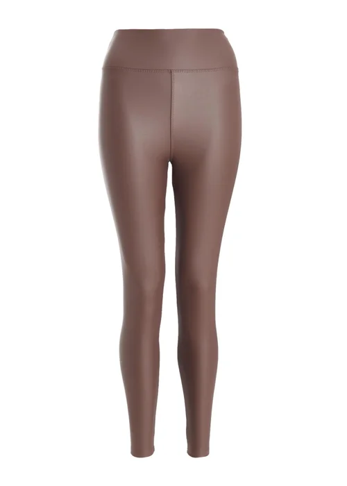 Quiz Brown Faux Leather Leggings - 6 Image 4