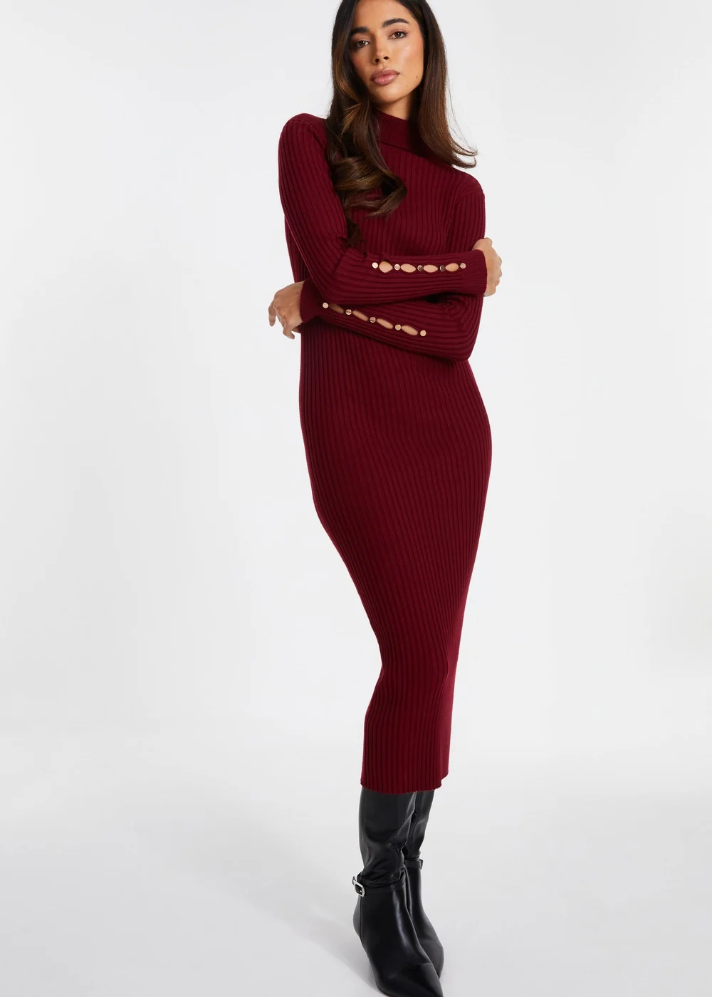 Quiz Red Ribbed Knit Jumper Dress - XL | Matalan Quiz Red Ribbed Knit Jumper Dress - XL | Matalan