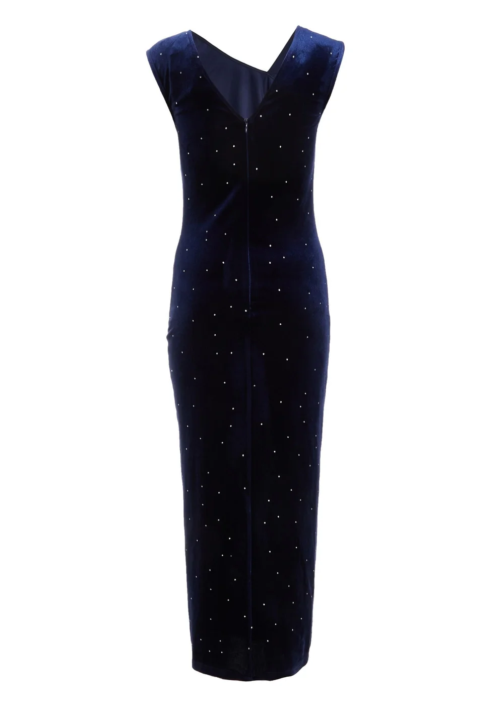 Quiz Navy Velvet Embellished Midi Dress - 8 | Matalan Quiz Navy Velvet Embellished Midi Dress - 8 | Matalan