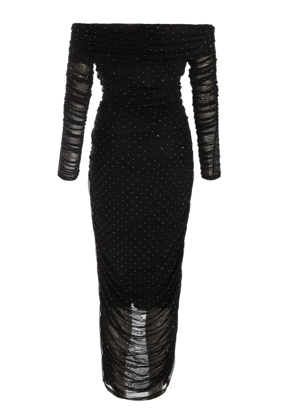 Quiz Black Mesh Bardot Midaxi Dress - 6 Image 5