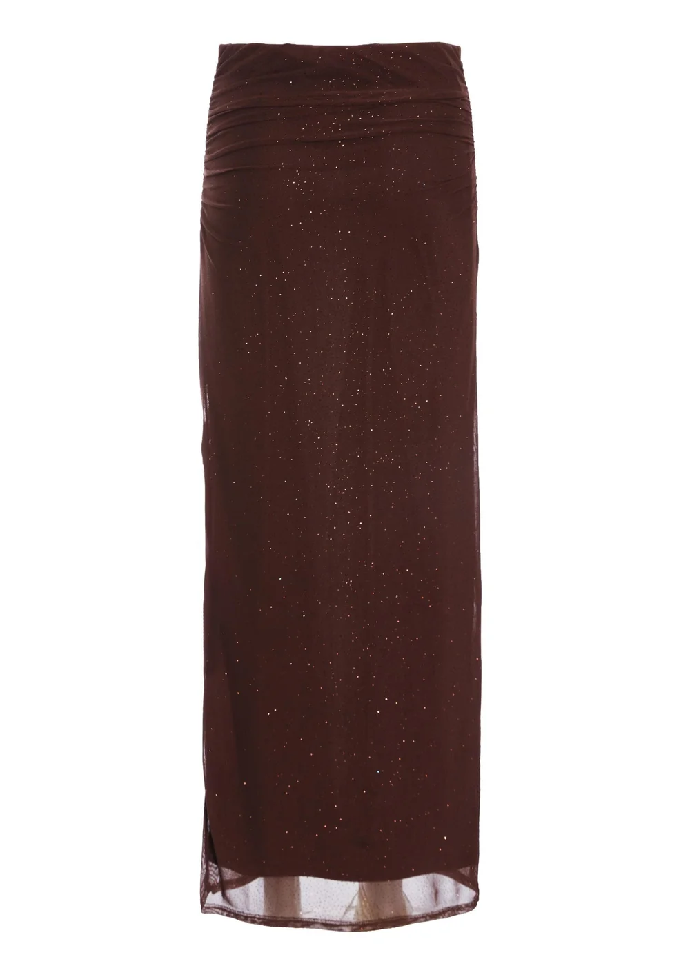 Quiz Brown Glitter Mesh Midaxi Skirt - Size 4 Clothing Image 5