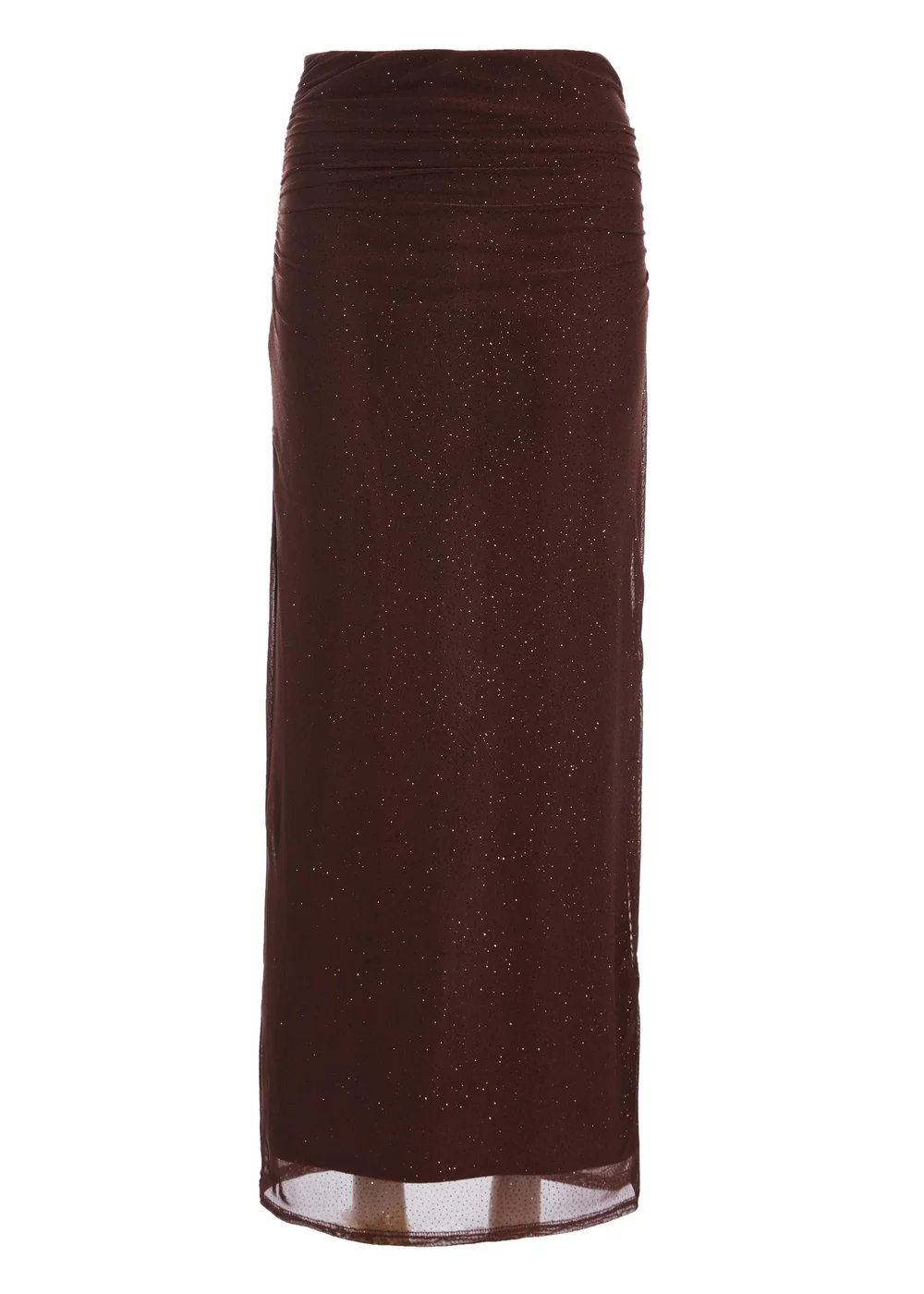 Quiz Brown Glitter Mesh Midaxi Skirt - Size 4 Clothing Image 4