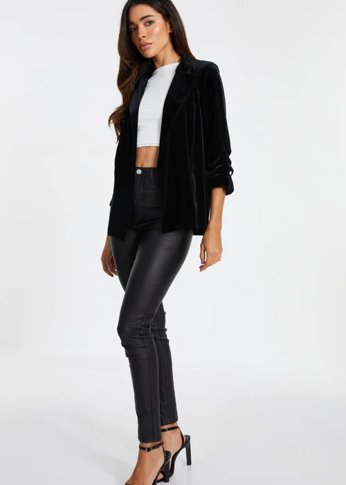 Quiz Black Velvet Blazer - 6 Image 3