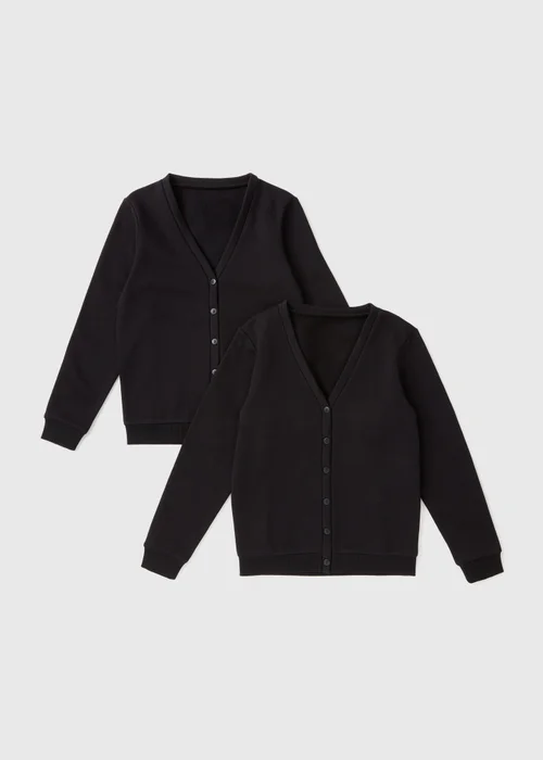 2 Pack Girls Black V-Neck Sweat Cardigan (3-13yrs) - 4 Yrs Image 1